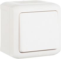 Выключатель кнопочный накладной Legrand Quteo 1-кл. IP44 белый картинка